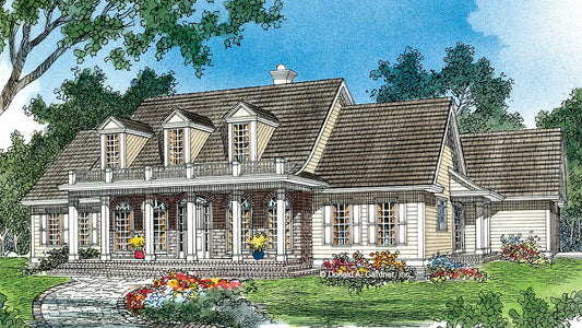 Front view illustration with dormers. The Lafayette plan 471. 