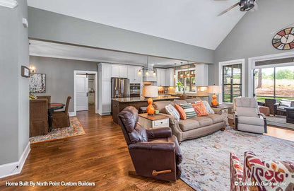 Open floor concept with full view of the kitchen from the great room. The Landry plan 1291.