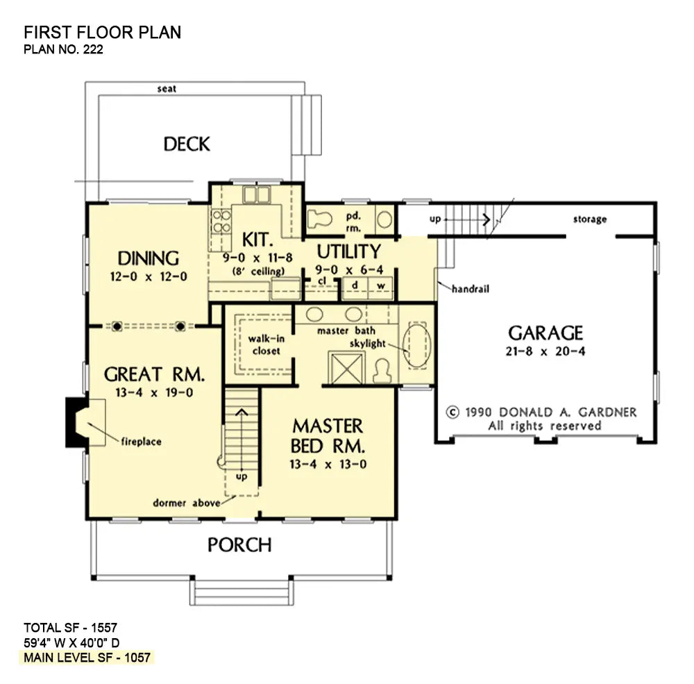 This is the first floor plan image for small house plan 222 The Langford