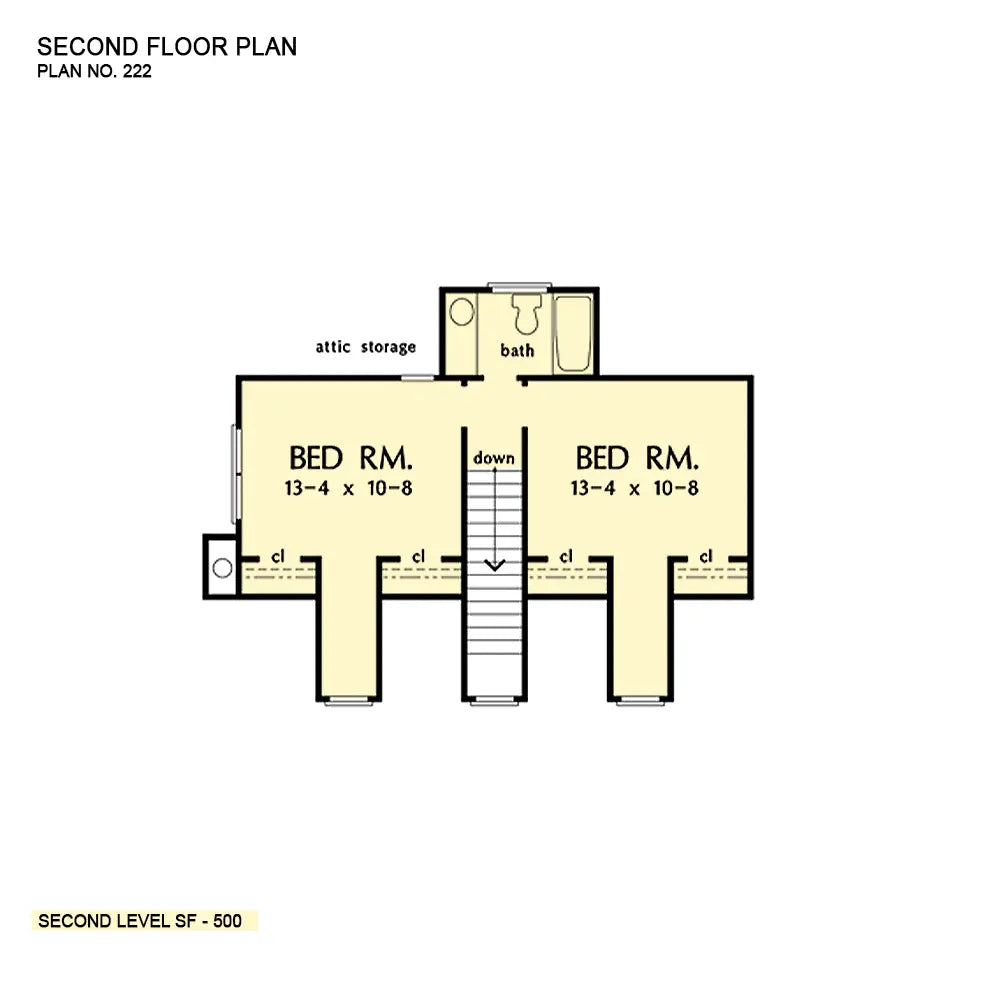 This is the second floor plan image for cottage house plan 222 The Langford