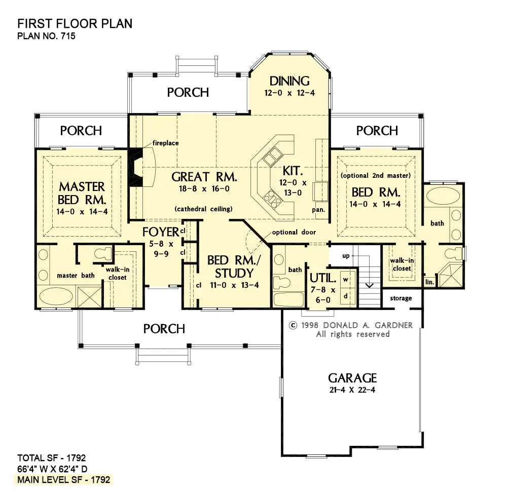 This is the first floor plan image for Craftsman house plan 715 The Larkspur