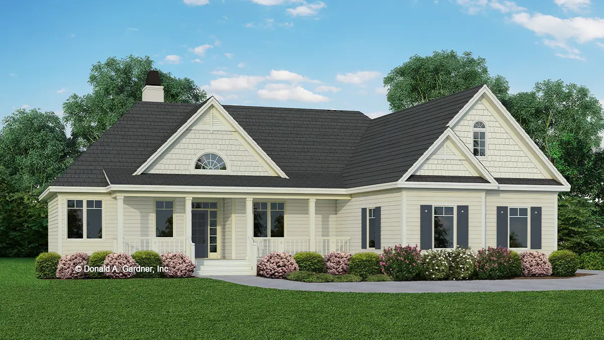 This is an illustration of the front of Craftsman house plan 715 The Larkspur