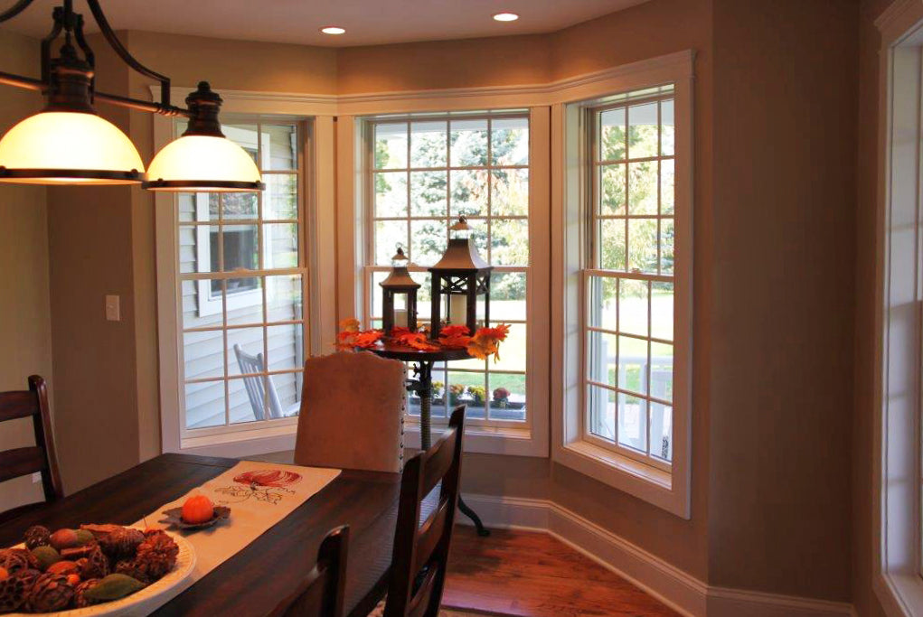 Recessed lighting in the dining room. The Larson plan 1629.