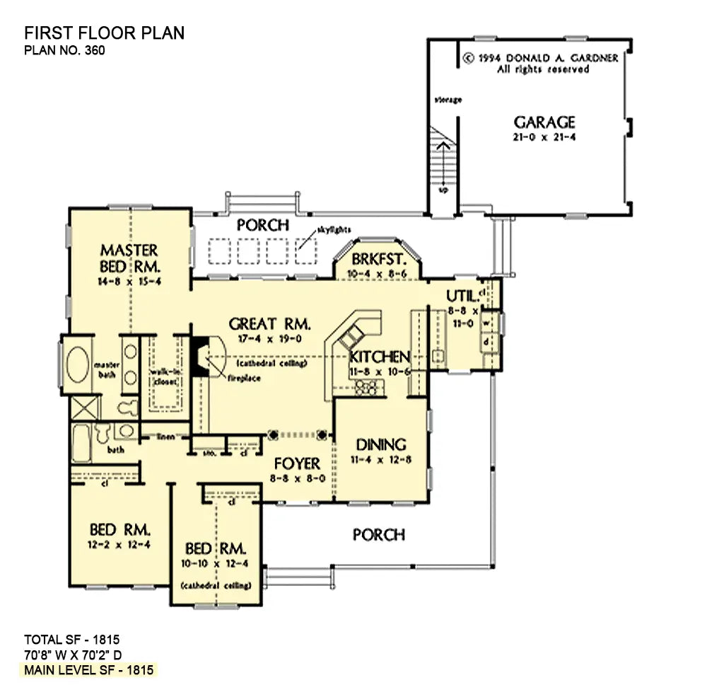 This is the first floor plan image for country house plan 360 The Larson