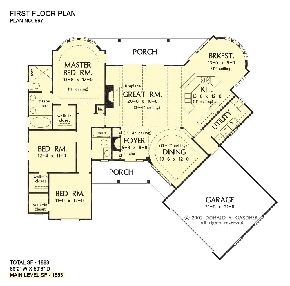 This is the first floor plan image for southwestern house plan 997 The Las Quebredas