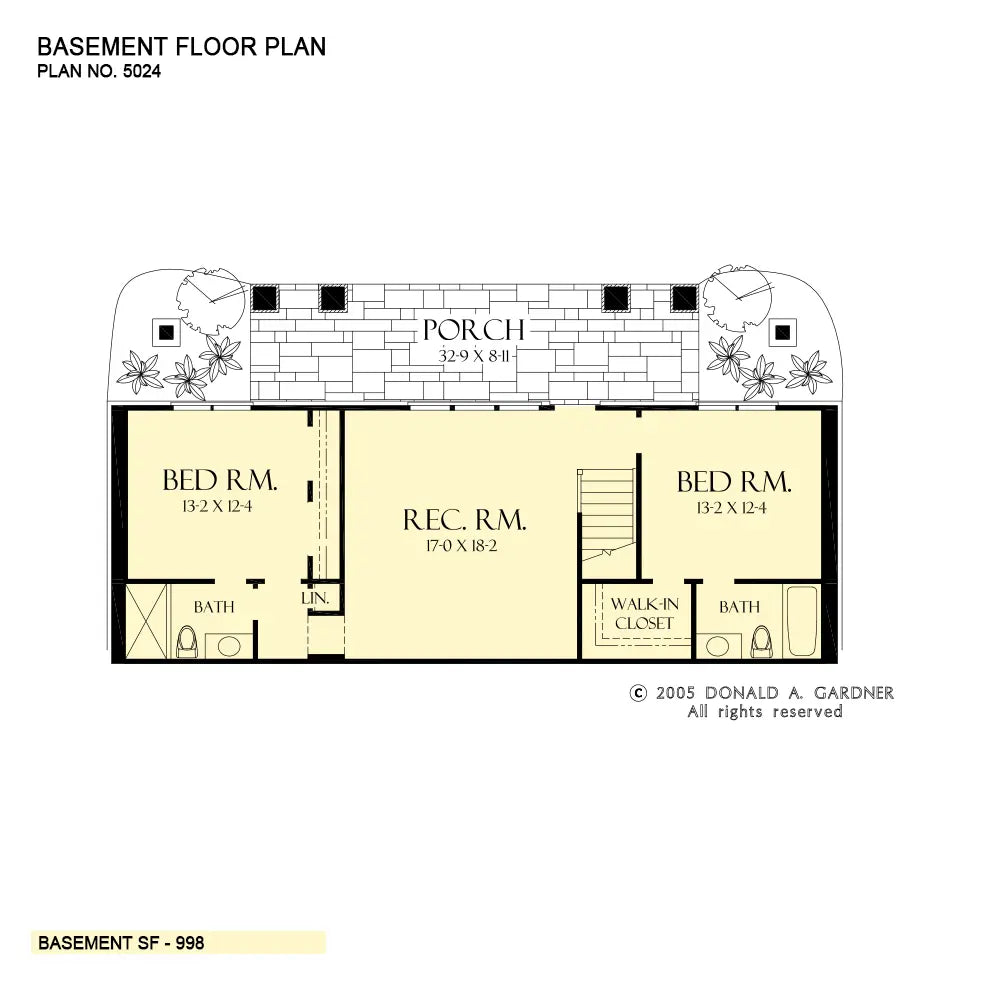 This is the basement floor plan image for mountain house plan 5024 The Laurelwood