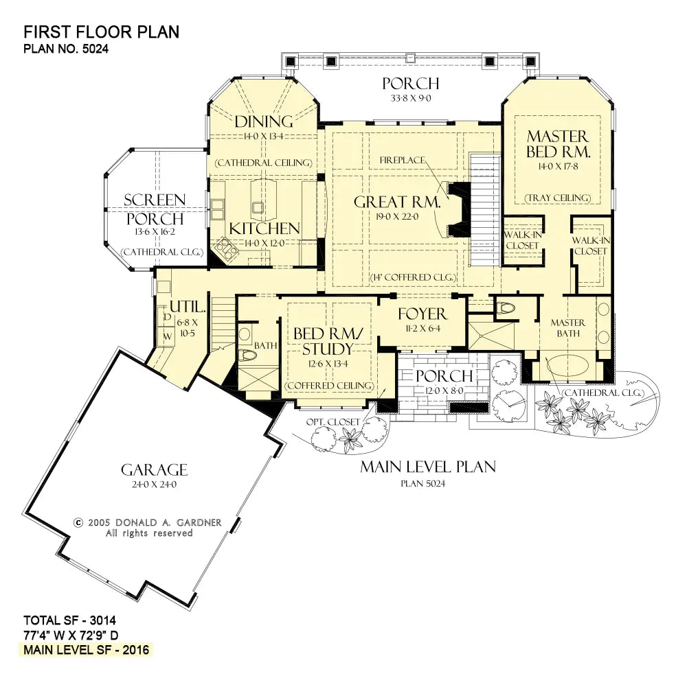 This is the first floor plan image for craftsman house plan 5024 The Laurelwood