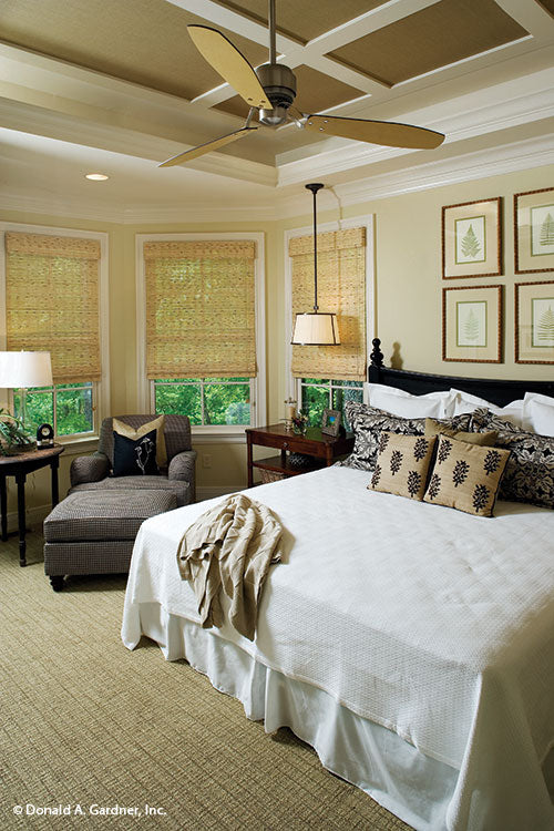 Coffered ceiling in the master bedroom. The Laurelwood plan 5024.