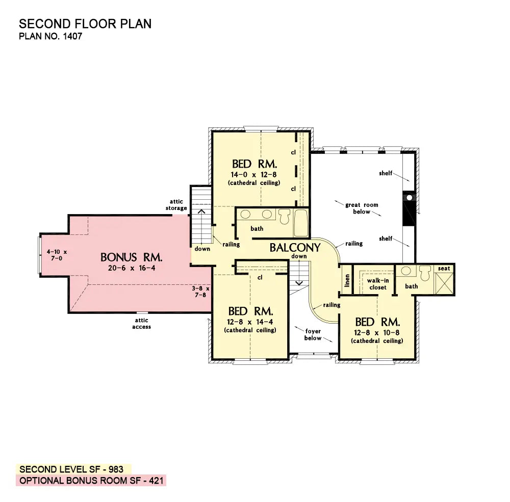 This is the second floor plan image for house plan 1407 The Lawrenceville