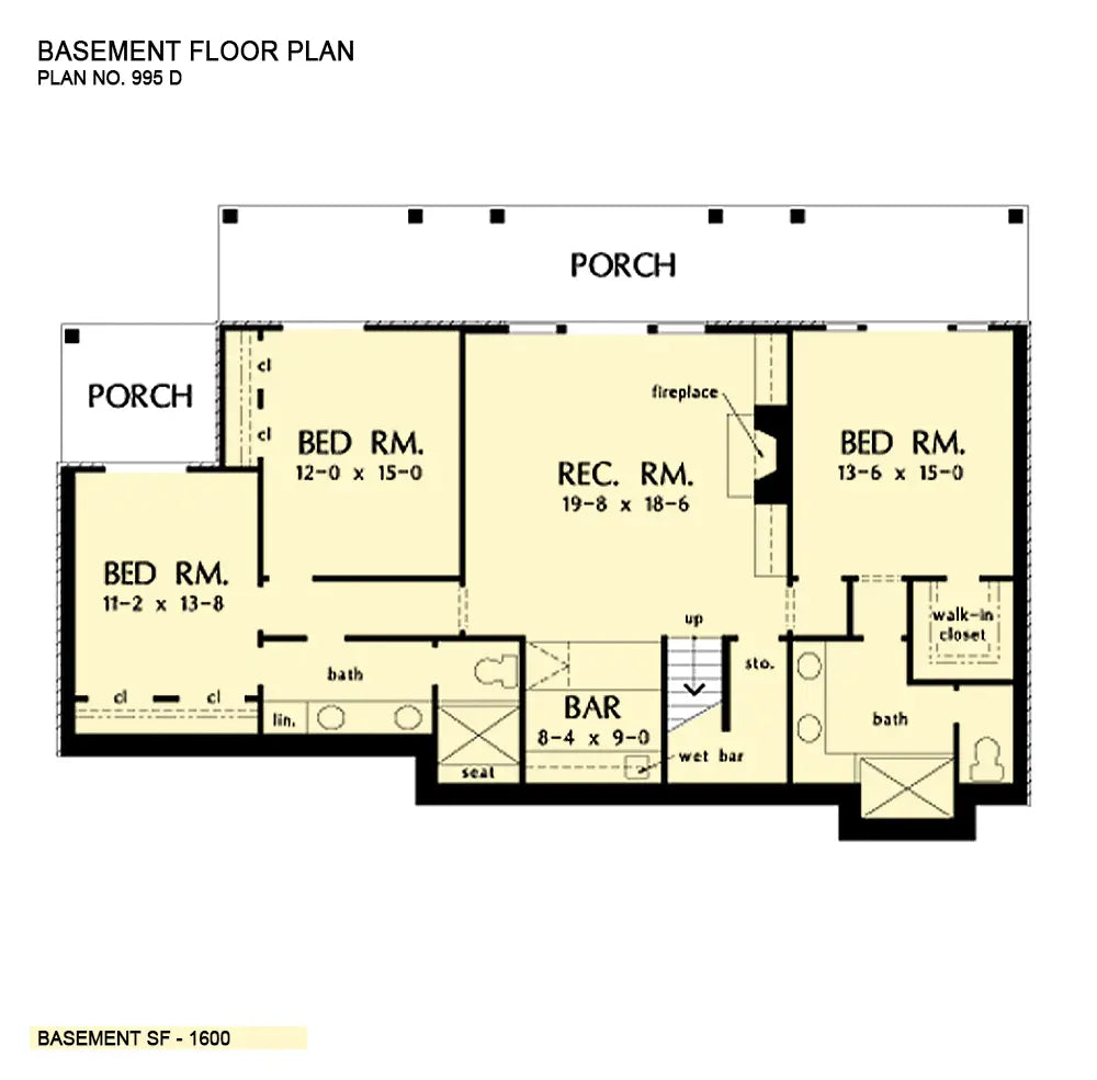 This is the basement floor plan image for hillside house plan 995 The Laycrest