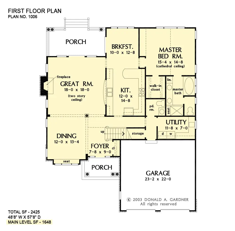 This is the first floor plan image for traditional house plan 1006 The Ledgestone