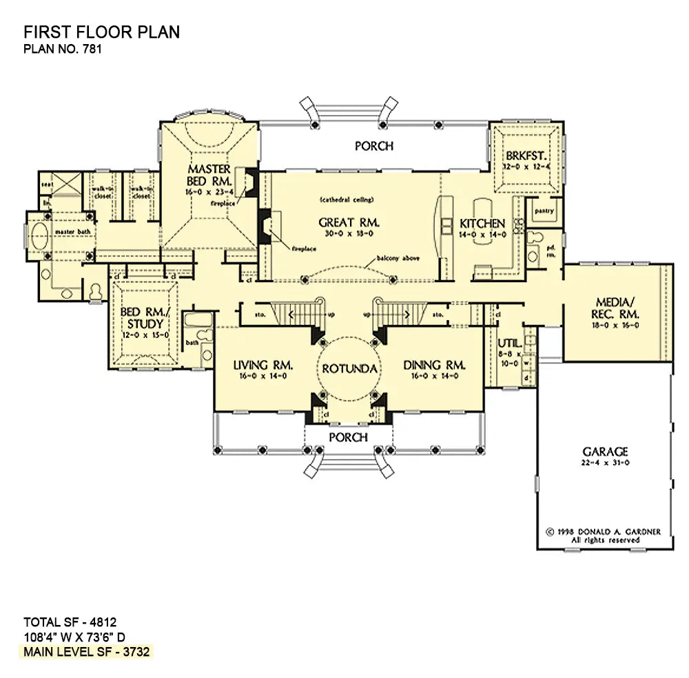 This is the first floor plan image for luxury house plan 781 The Legacy