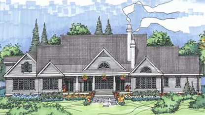 This is an illustration of the rear of country house plan 781 The Legacy