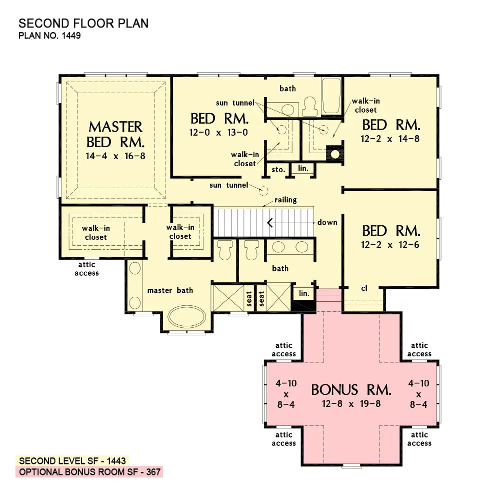 This is the second floor plan image for two story house plan 1449 The Leland