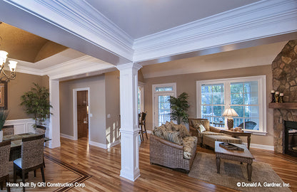 View of half of the dining room and great room.The Lennon plan 1300