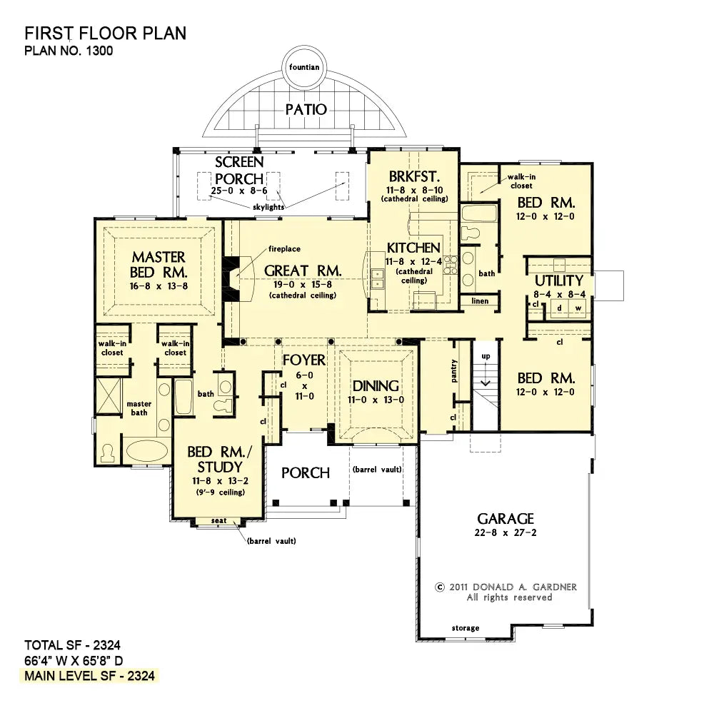 This is the first floor plan image for cottage house plan 1300 The Lennon