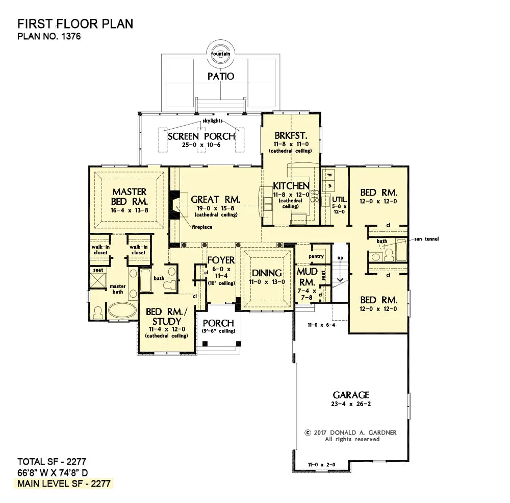 This is the first floor plan image for craftsman house plan 1376 The Linnea