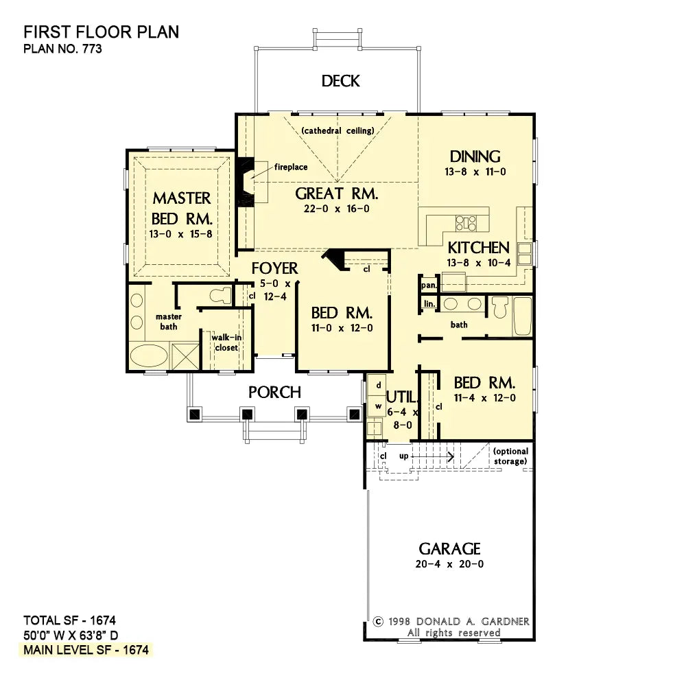 This is the first floor plan image for one story house plan 773 The Lochmere