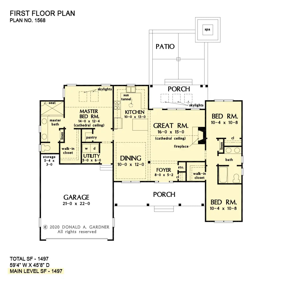 This is the first floor plan image for small house plan 1568 The Lockwood