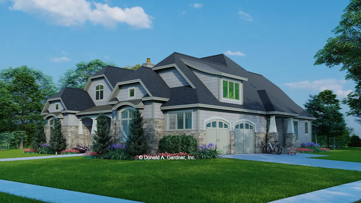 Side garage view illustration. The Logan plan 1626.