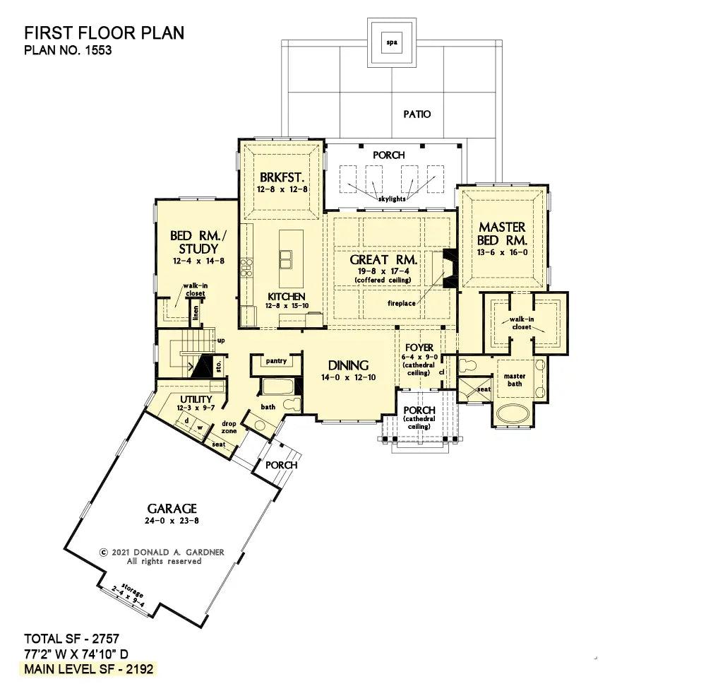 This is the first floor plan image for rustic house plan 1553 The Lorelai