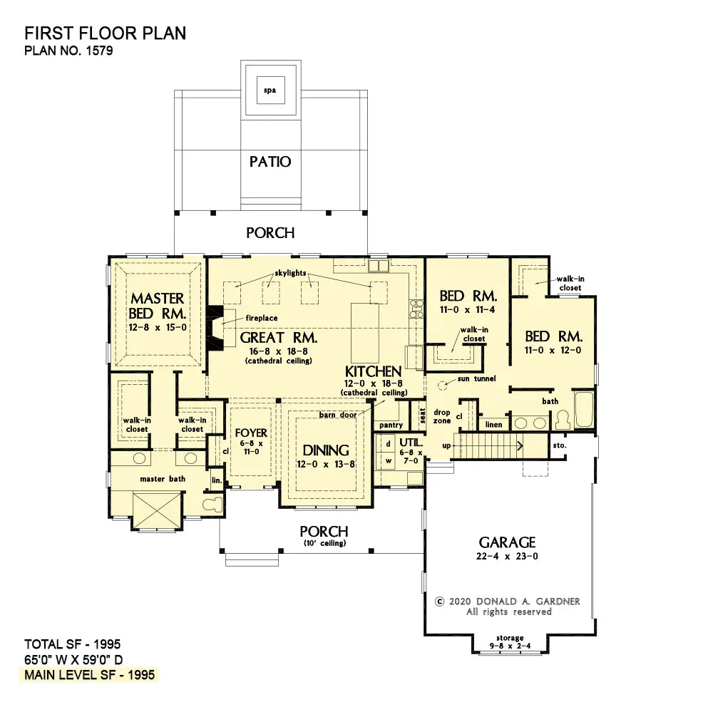 This is the first floor plan image for modern farmhouse house plan 1579 The Loretta