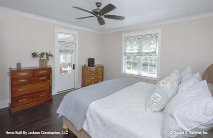 Master bedroom with outdoor access to the porch.  Lucinda plan 1514