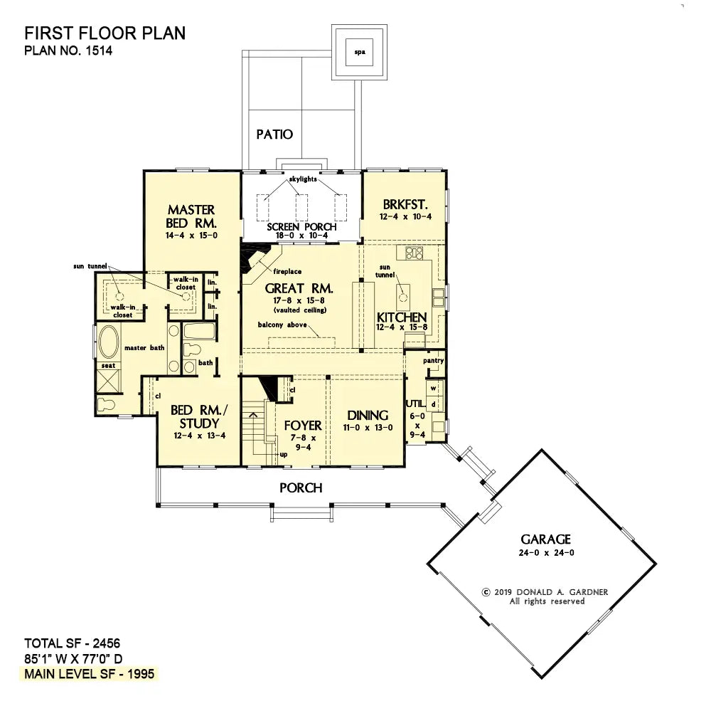 This is the first floor plan image for modern farmhouse house plan 1514 The Lucinda