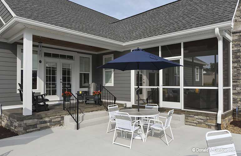 Full view of the screened in porch and patio. The Lucy plan 1415