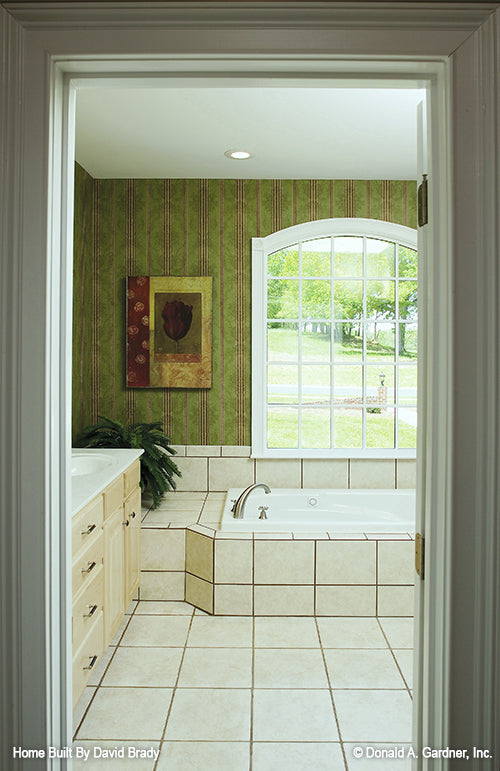 Doorway view into the master bathroom. The Luxembourg plan 979.