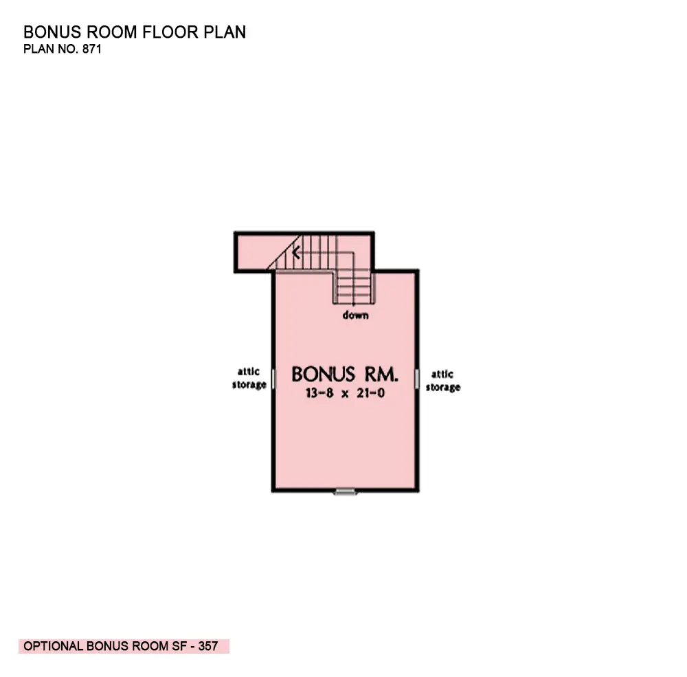 This is the bonus room floor plan image for ranch house plan 871 The Lynnshire