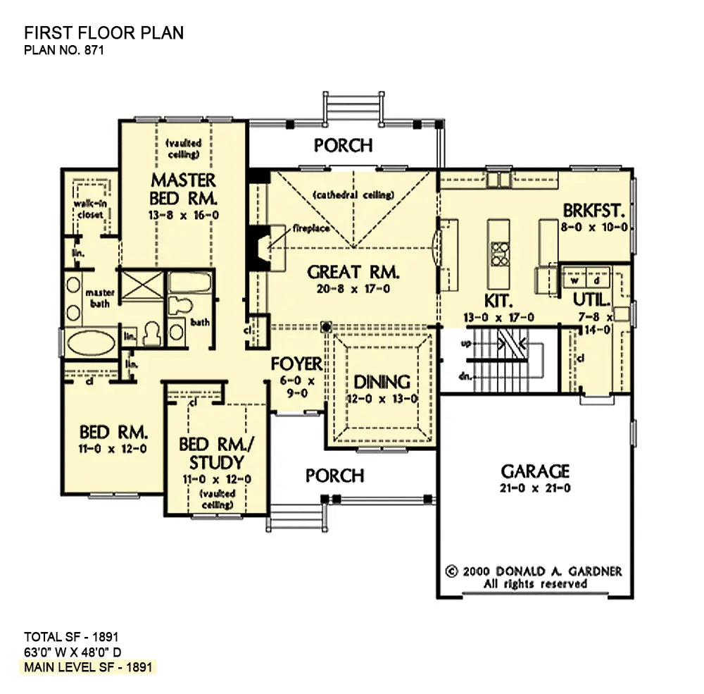 This is the first floor plan image for simple house plan 871 The Lynnshire