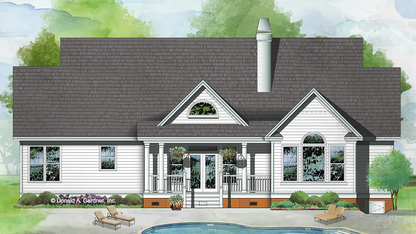 This is an illustration of the rear of three bedroom house plan 871 The Lynnshire