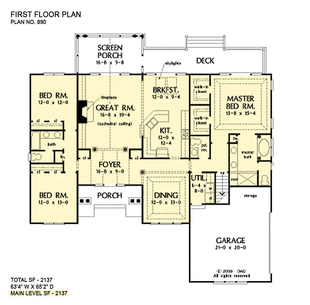 This is the first floor plan image for craftsman house plan 890 The MacKinnon