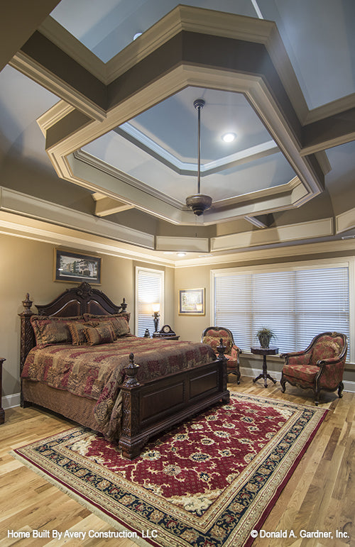 Coffered ceiling in the master bedroom. The MacAllaster plan 838. 