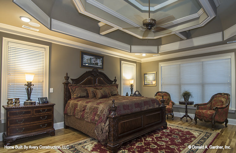 Recessed lighting in the master bedroom. The MacAllaster plan 838. 