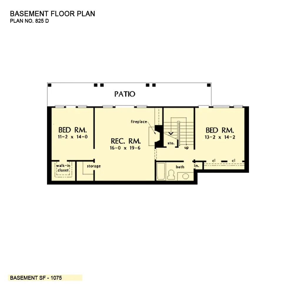 This is the basement floor plan image for European house plan 825 The MacLachlan