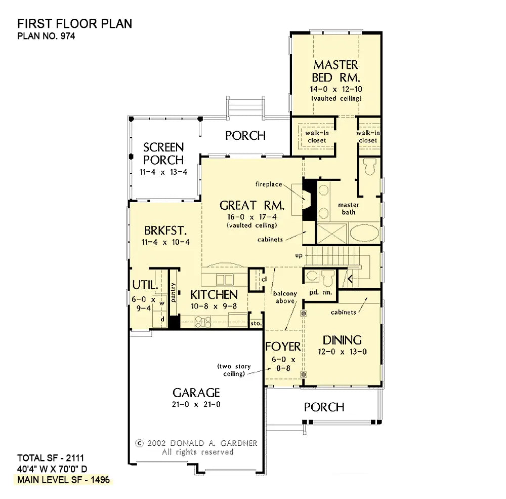 This is the first floor plan image for narrow lot house plan 974 The Madaridge