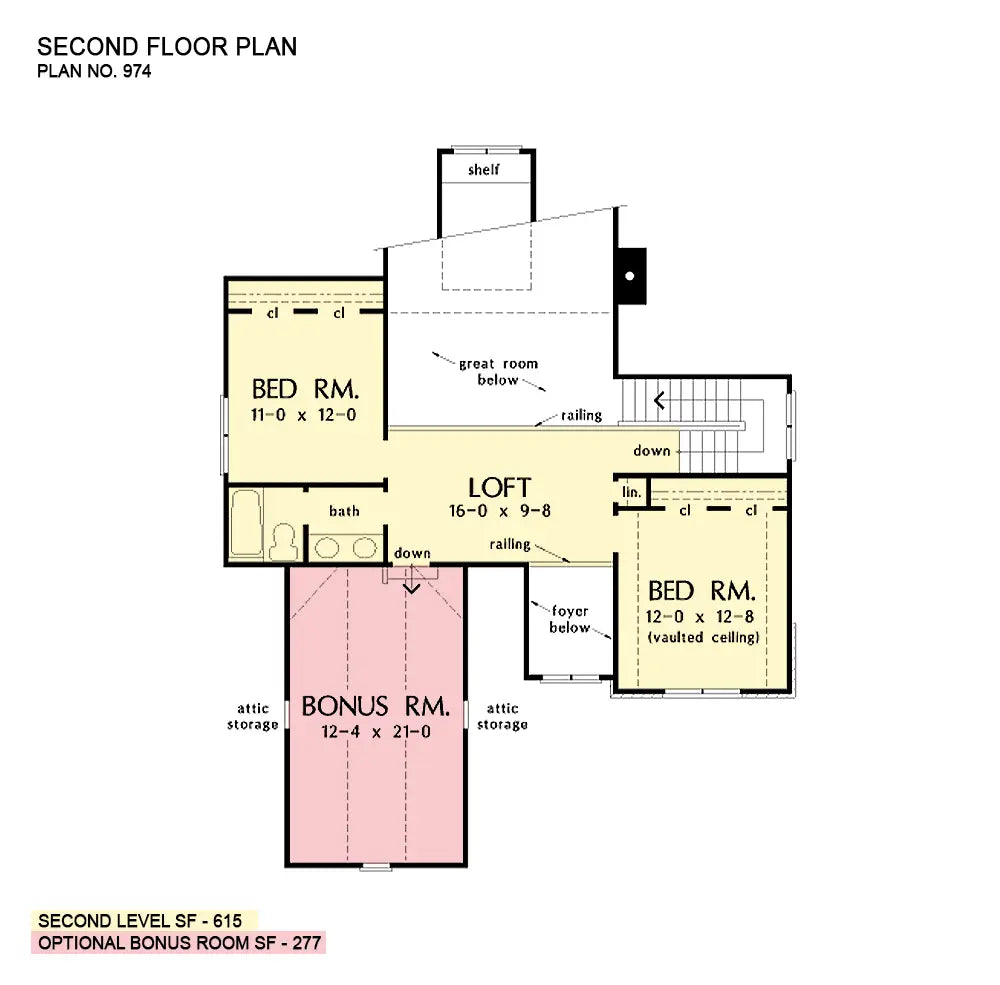 This is the second floor plan image for neighborhood house plan 974 The Madaridge