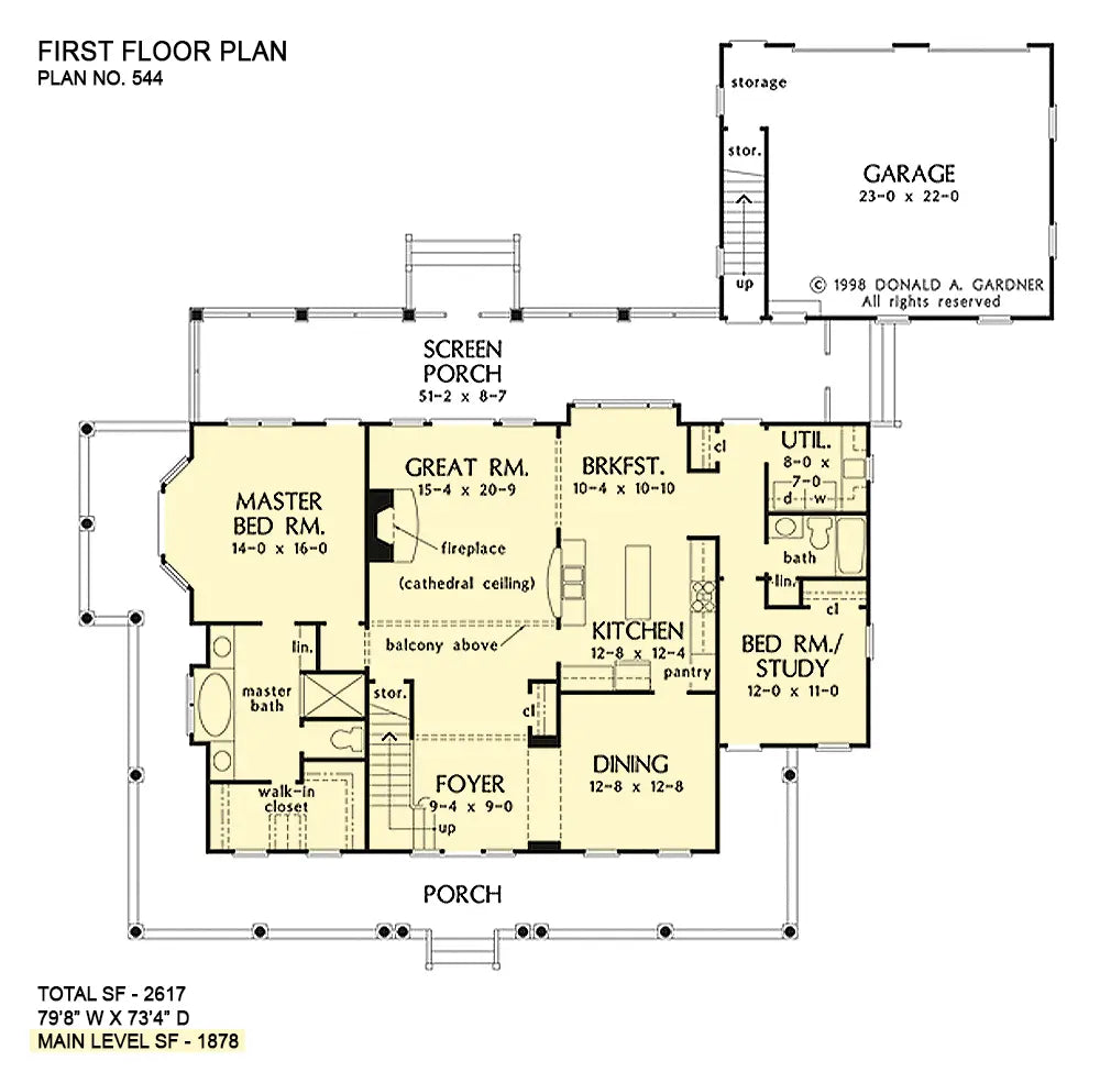 This is the first floor plan image for southern living house plan 544 The Magnolia