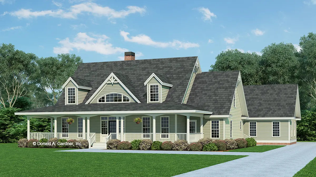 This is an illustration of the front of southern living house plan 544 The Magnolia