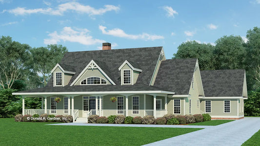 This is an illustration of the front of southern living house plan 544 The Magnolia