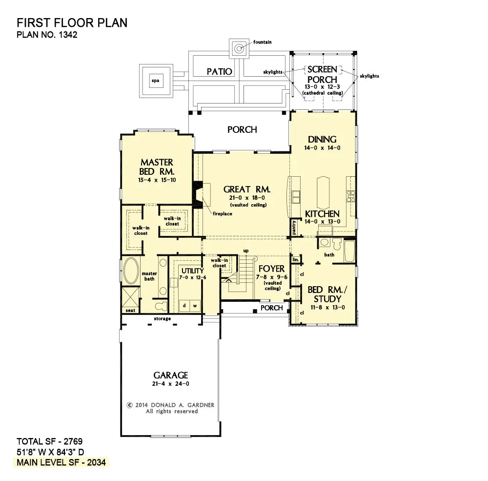 This is the first floor plan image for cottage house plan 1342 The Mahoney