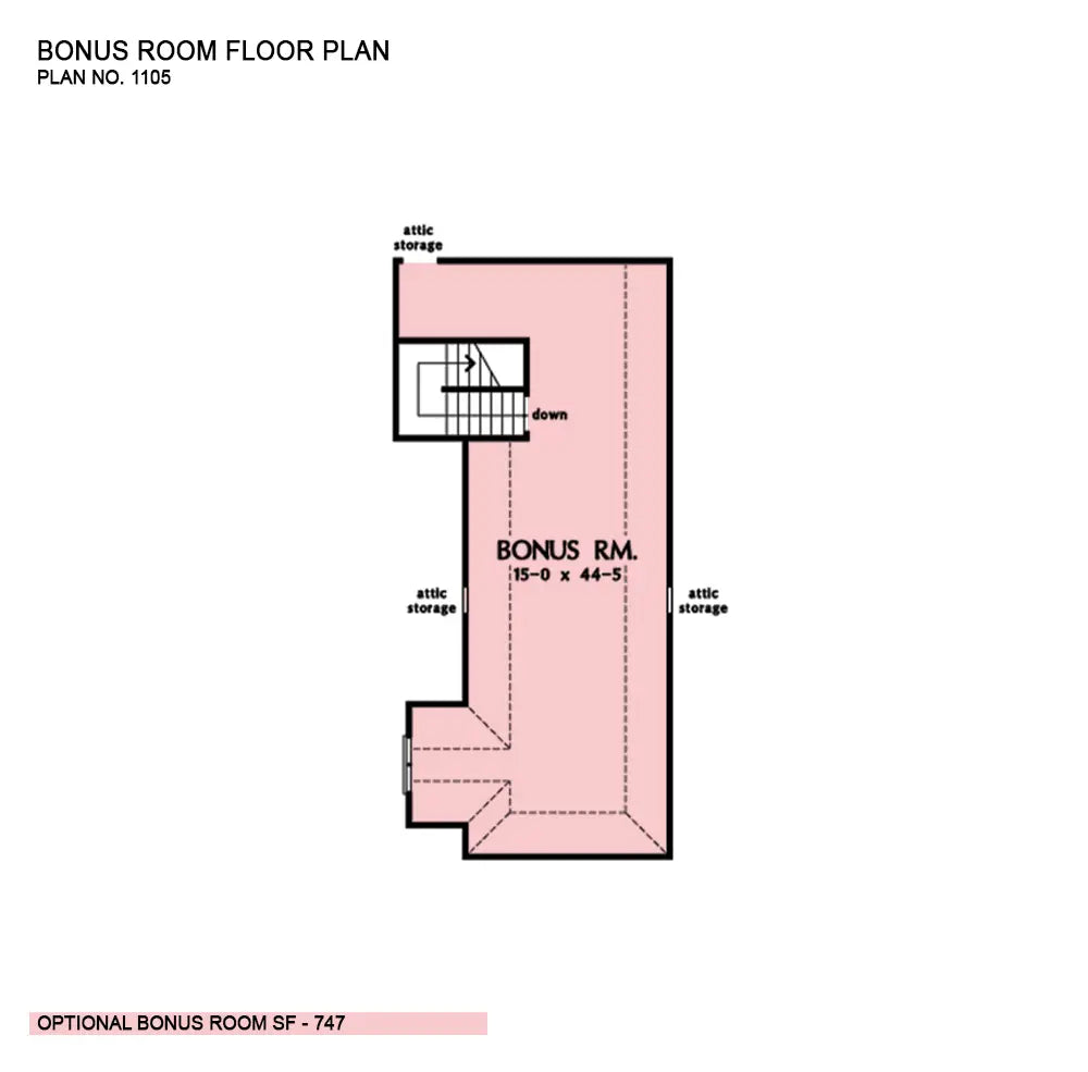 This is the bonus room floor plan image for cottage house plan 1105 The Manning