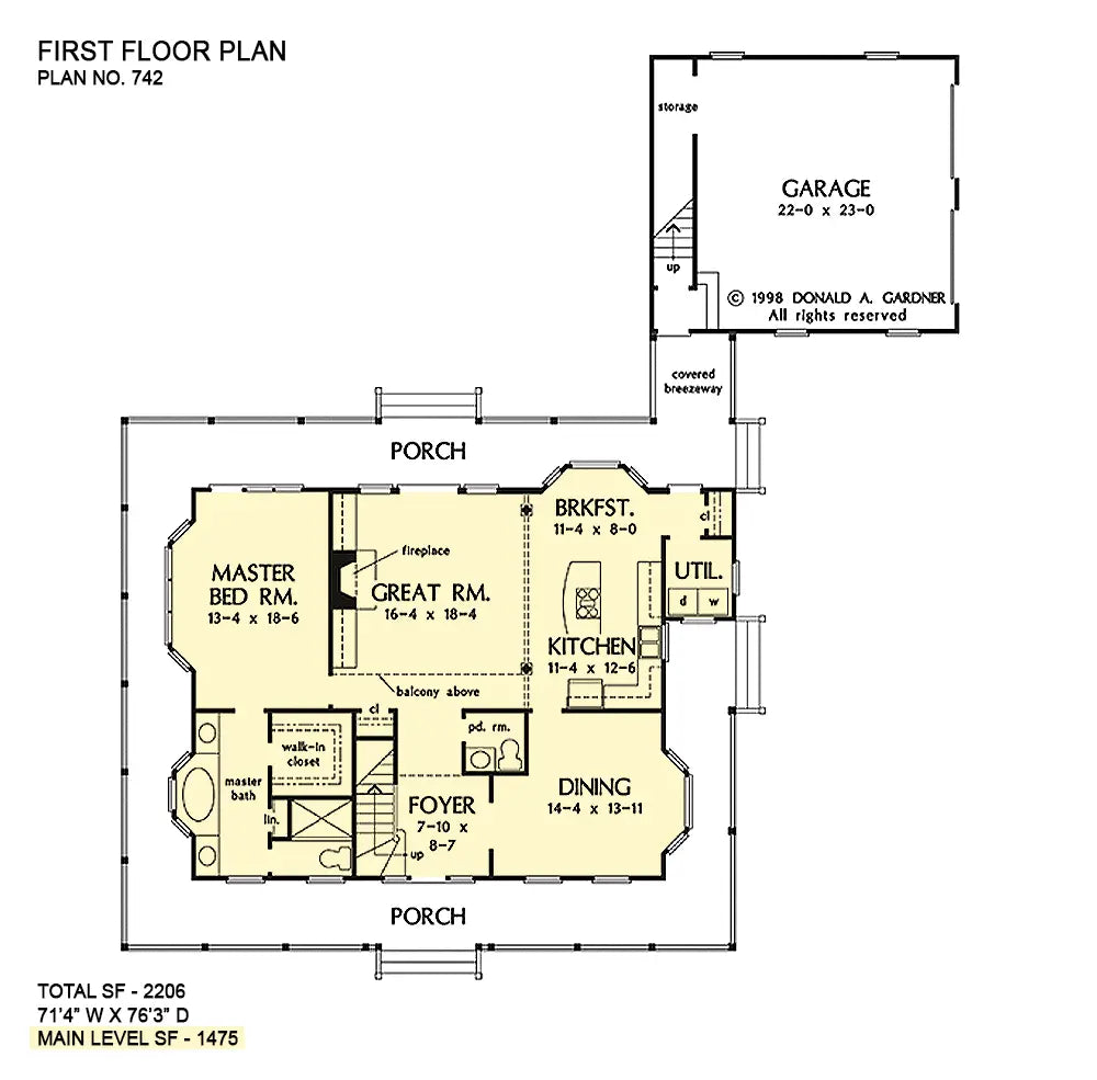 This is the first floor plan image for farmhouse plan 742 The Maplewood