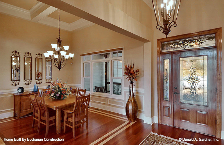 This is a photograph of the dining room of rustic house plan 1173 The Marcourt as built by a customer