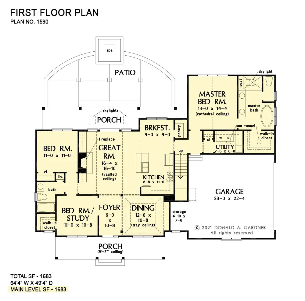 This is the first floor plan image for modern farmhouse house plan 1590 The Marcus