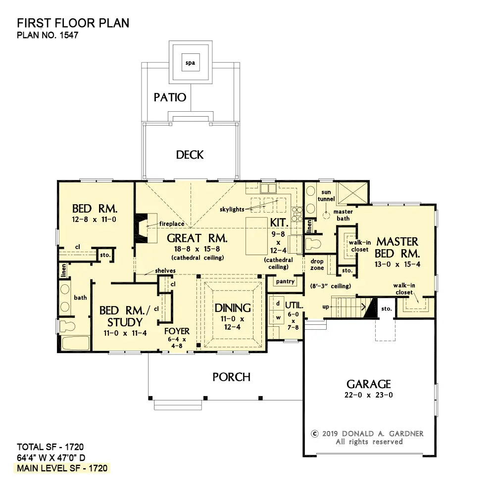 This is the first floor plan image for traditional house plan 1547 The Marisol