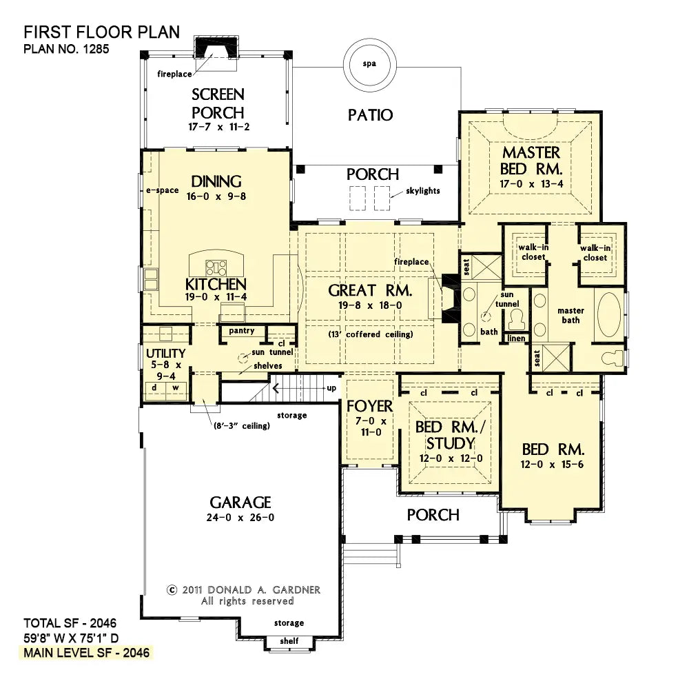 This is the first floor plan image for craftsman house plan 1285 The Marley