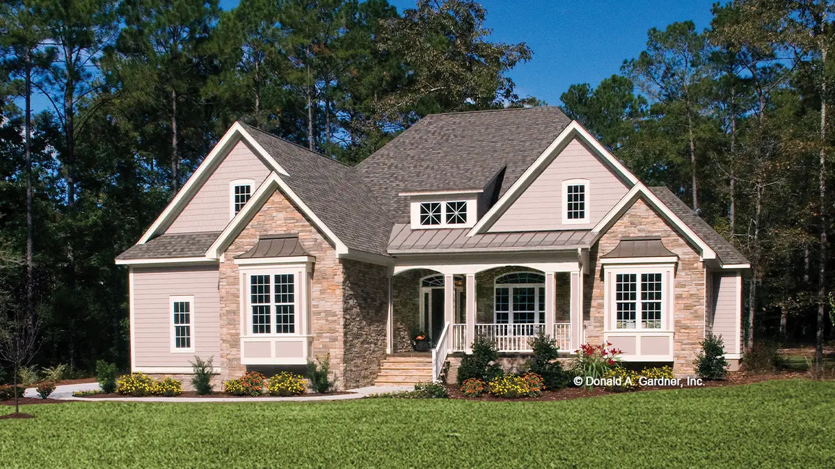 This is a photograph of the front of craftsman house plan 1285 The Marley as built by a customer